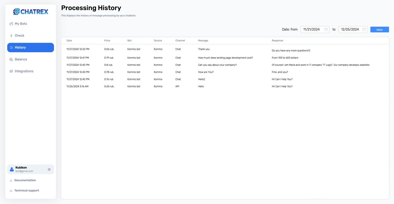 Processing history in ChatRex